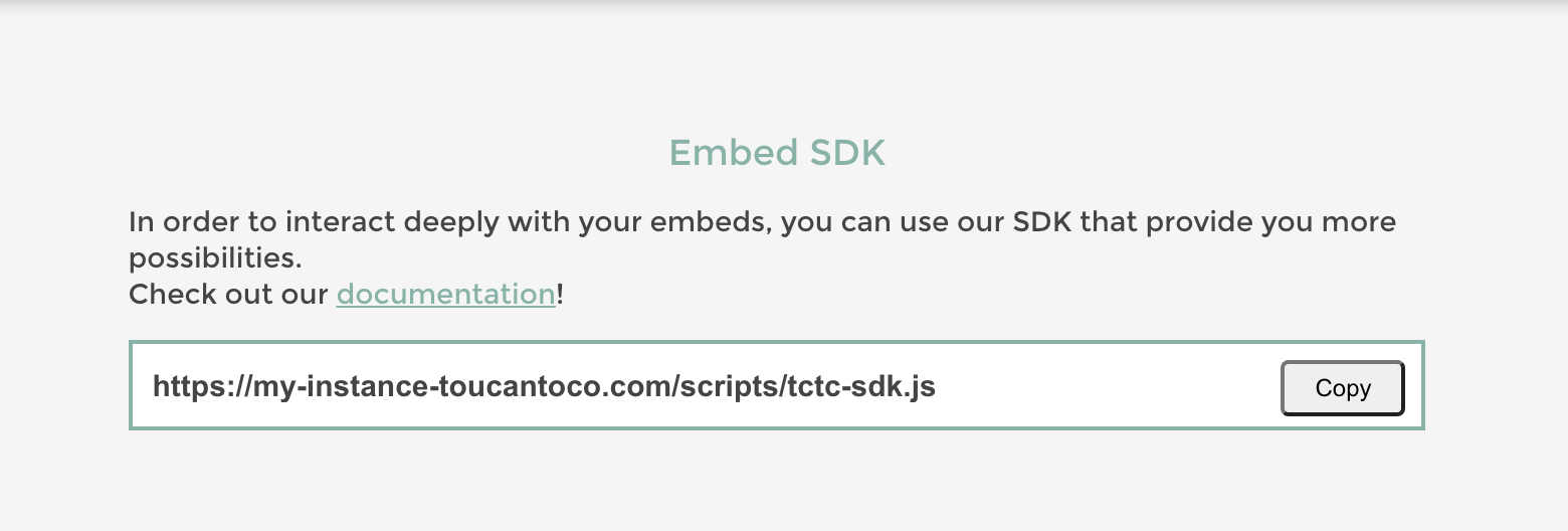 Embed SDK interface