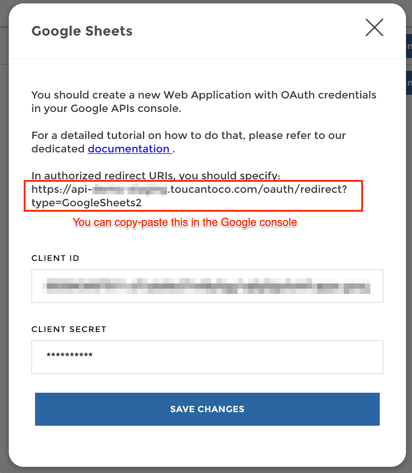Add Google Sheets credentials