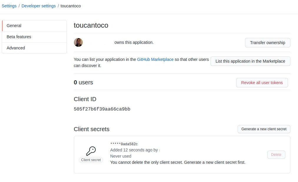 Github Settings Generate Credentials