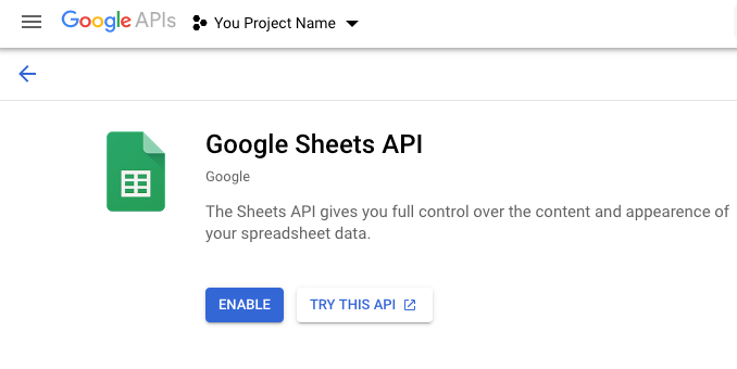 Google console enable Google Sheets API